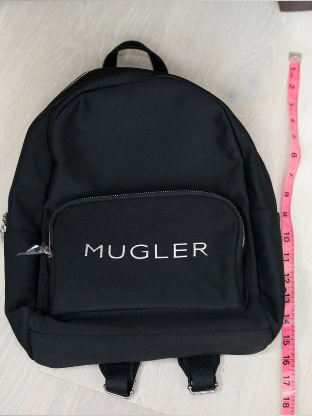 Mugler Black Neoprene Backpack with Silver Tone Accents + Logo NEW! VIP GIFT